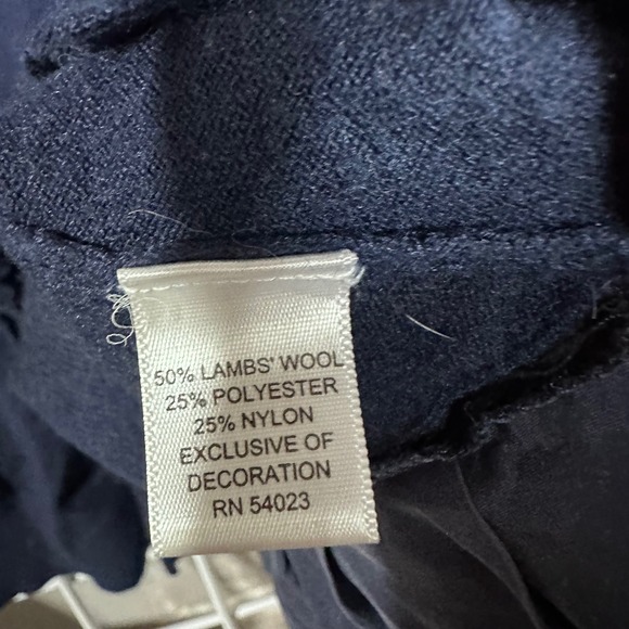 Banana Republic Navy Ruffle Front Wool Blend Cardigan Size L Preppy feminine - Picture 3 of 7